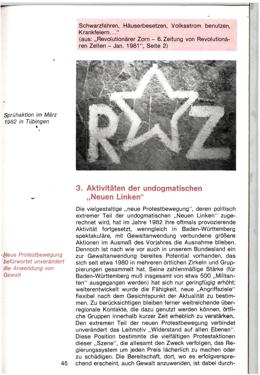 Seite 42 des Verfassungsschutzbericht 1982 Baden-Württemberg