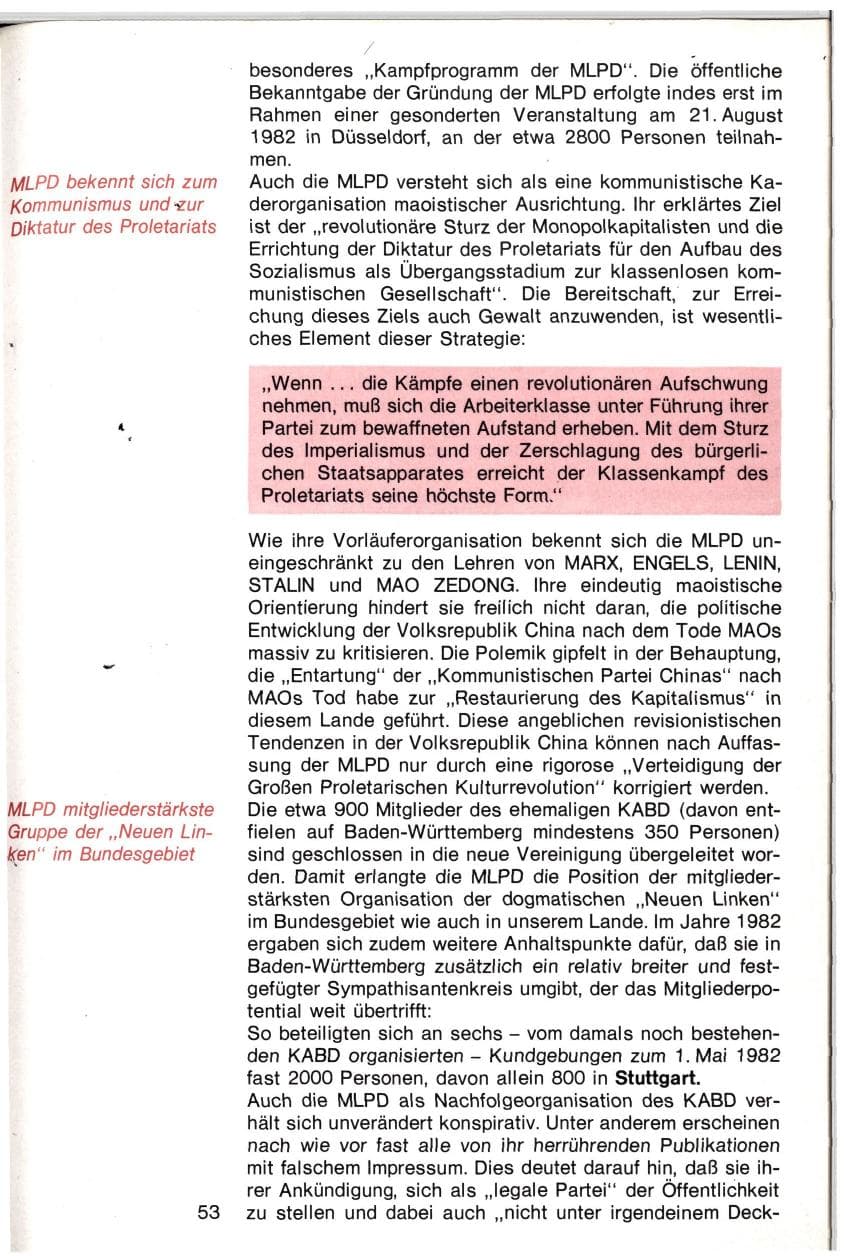Seite 50 des Verfassungsschutzbericht 1982 Baden-Württemberg