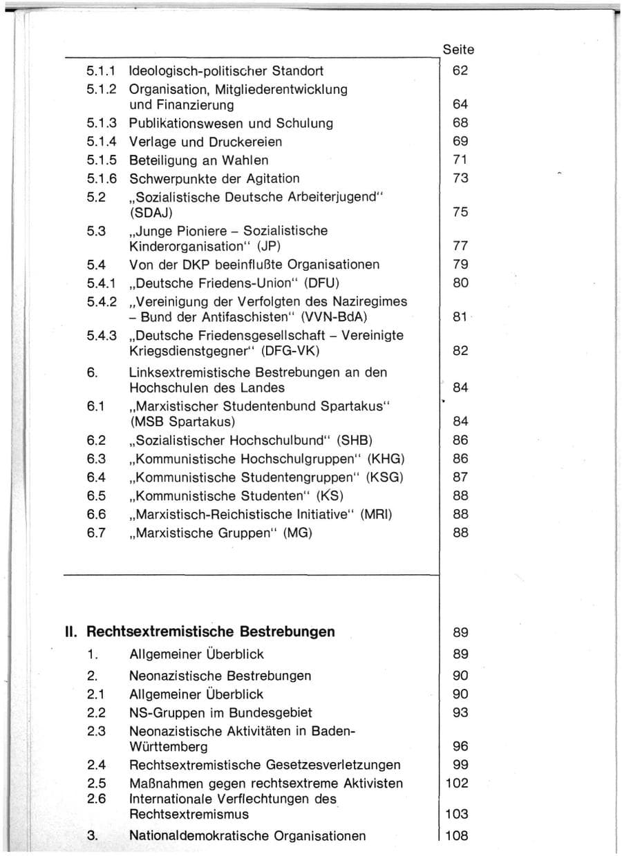 Seite 6 des Verfassungsschutzbericht 1982 Baden-Württemberg