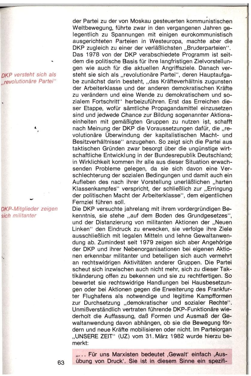 Seite 60 des Verfassungsschutzbericht 1982 Baden-Württemberg