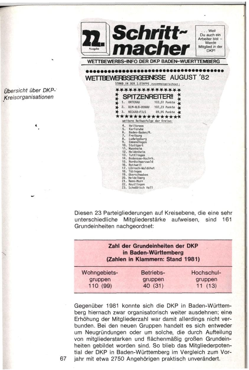 Seite 64 des Verfassungsschutzbericht 1982 Baden-Württemberg