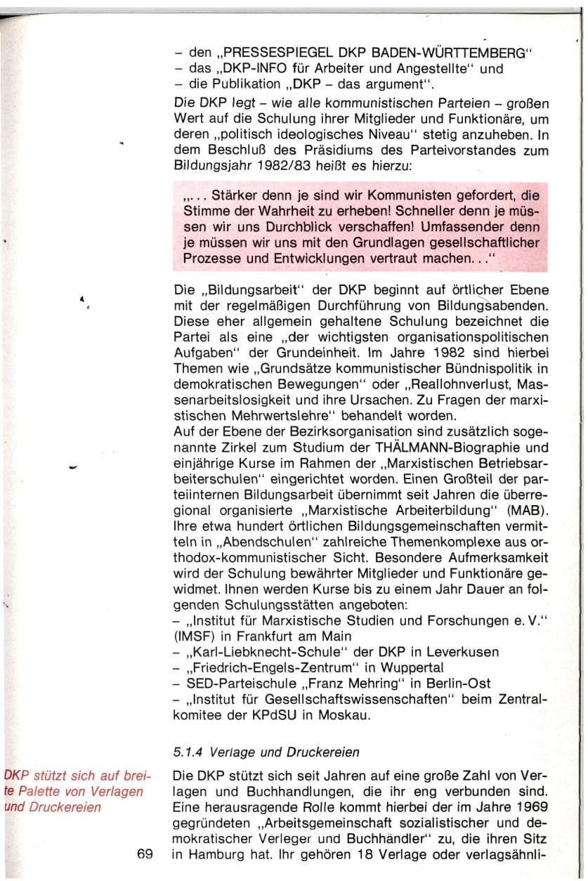 Seite 66 des Verfassungsschutzbericht 1982 Baden-Württemberg