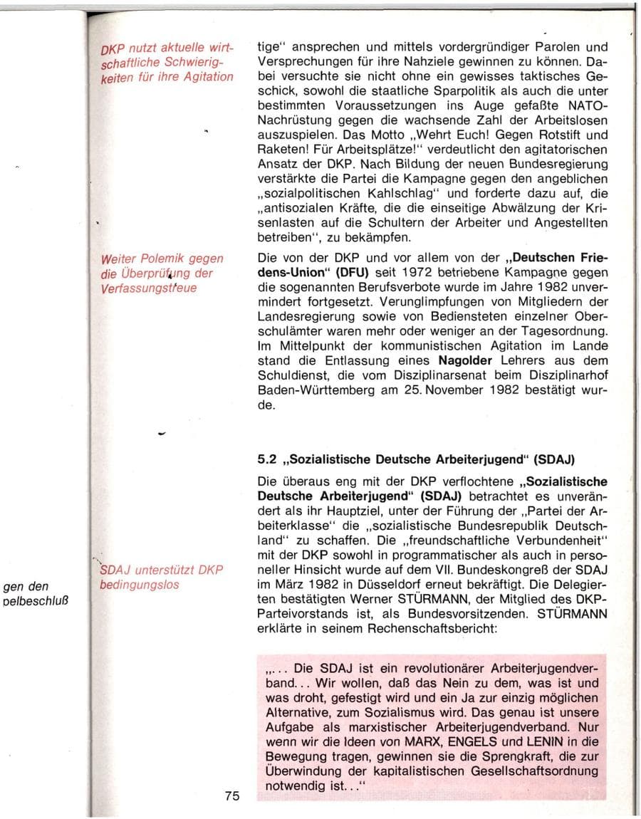 Seite 72 des Verfassungsschutzbericht 1982 Baden-Württemberg
