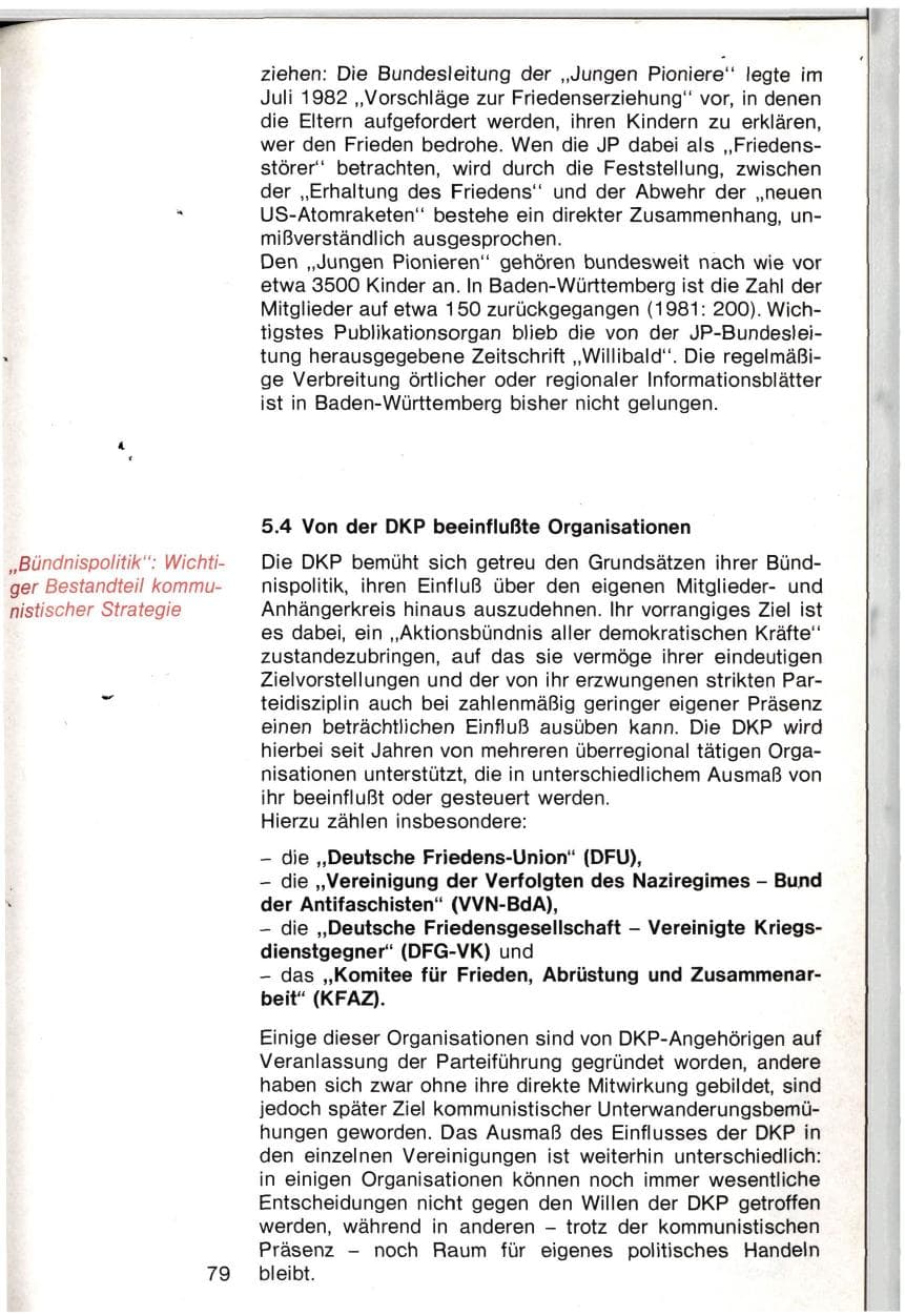 Seite 76 des Verfassungsschutzbericht 1982 Baden-Württemberg