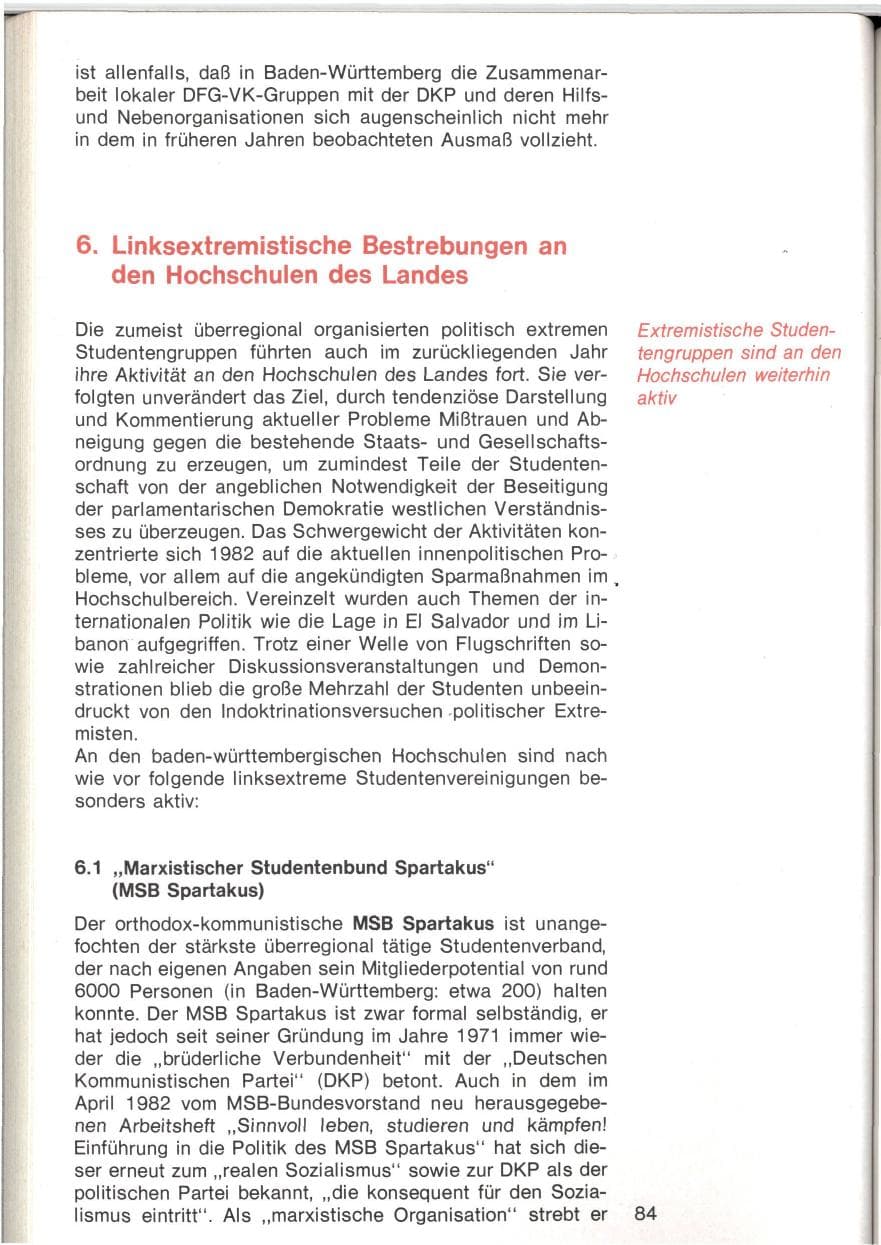 Seite 81 des Verfassungsschutzbericht 1982 Baden-Württemberg