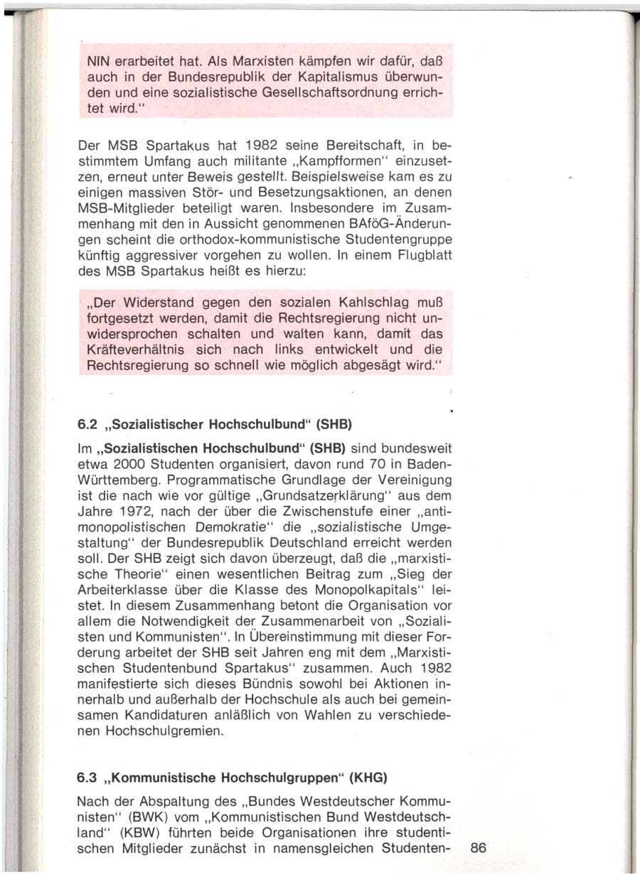 Seite 83 des Verfassungsschutzbericht 1982 Baden-Württemberg