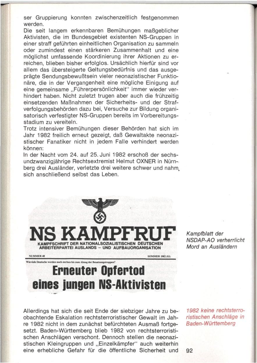 Seite 89 des Verfassungsschutzbericht 1982 Baden-Württemberg
