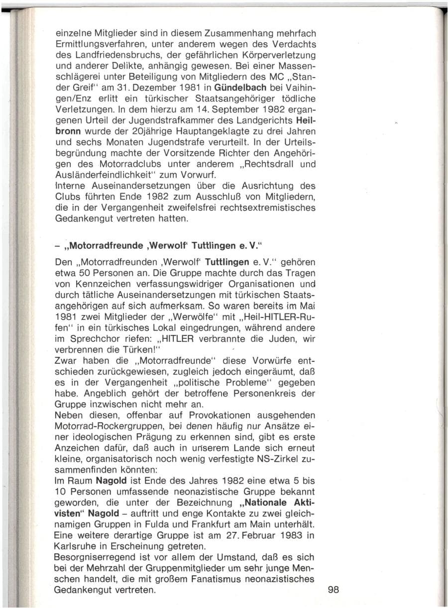 Seite 95 des Verfassungsschutzbericht 1982 Baden-Württemberg