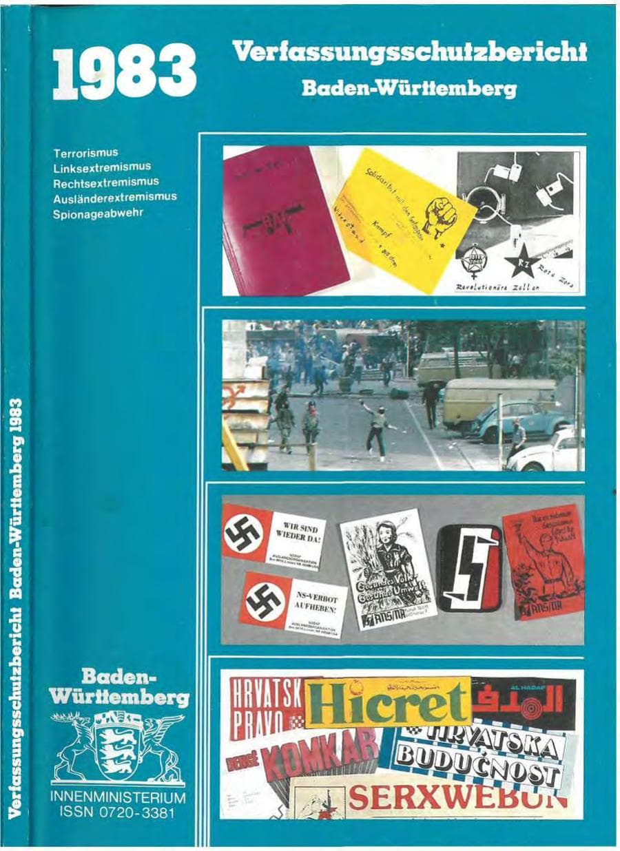 Seite 1 des Verfassungsschutzbericht 1983 Baden-Württemberg