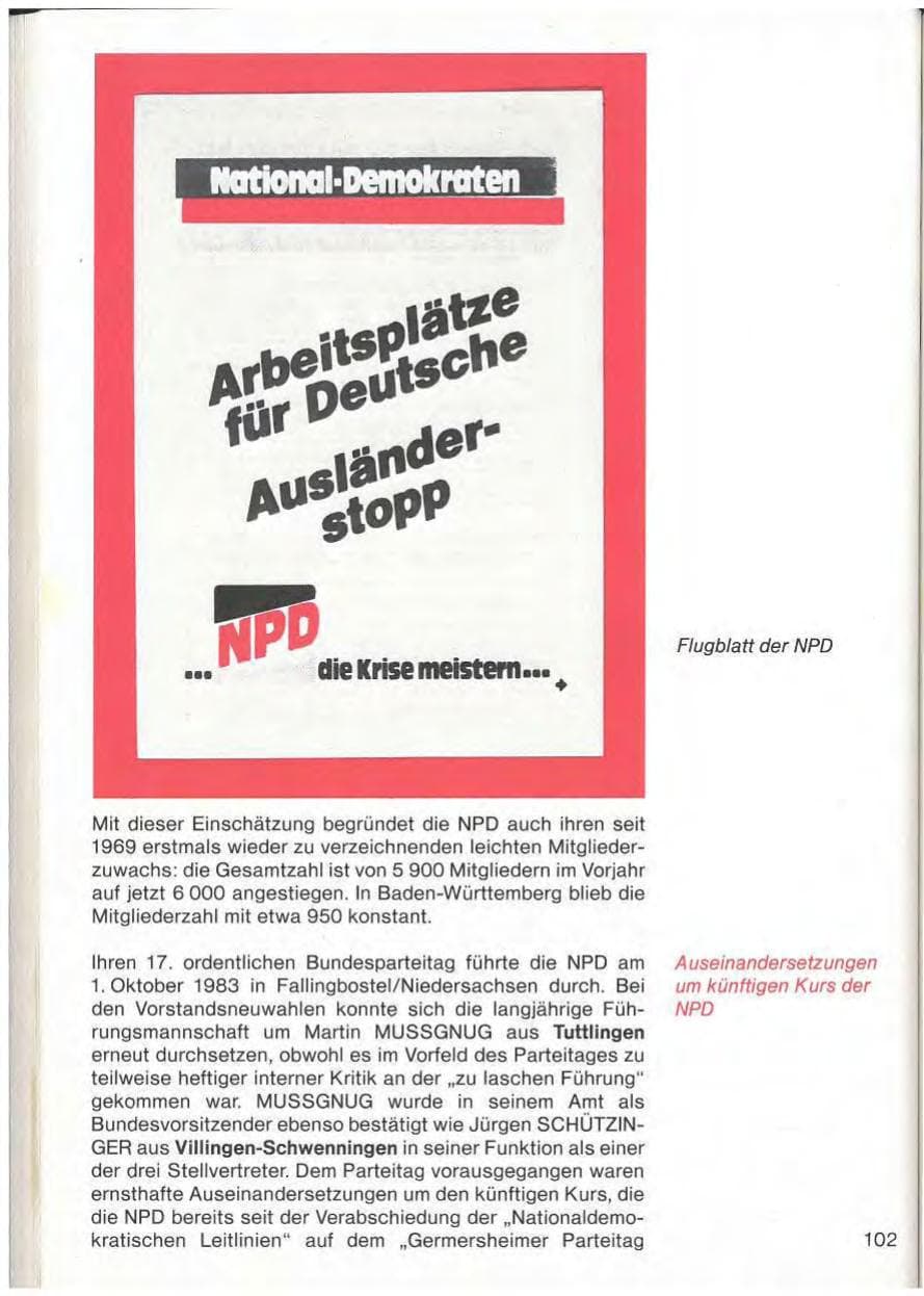 Seite 104 des Verfassungsschutzbericht 1983 Baden-Württemberg