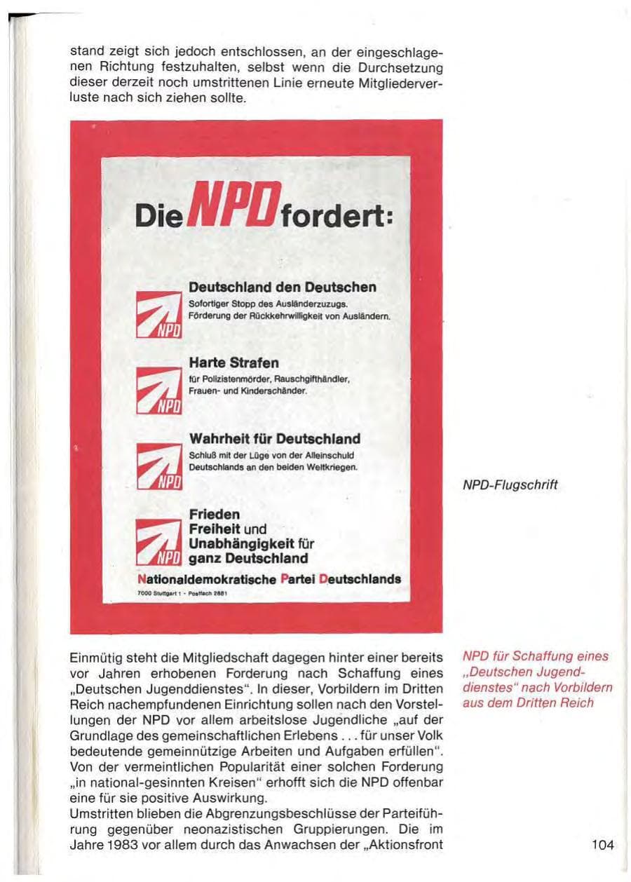 Seite 106 des Verfassungsschutzbericht 1983 Baden-Württemberg
