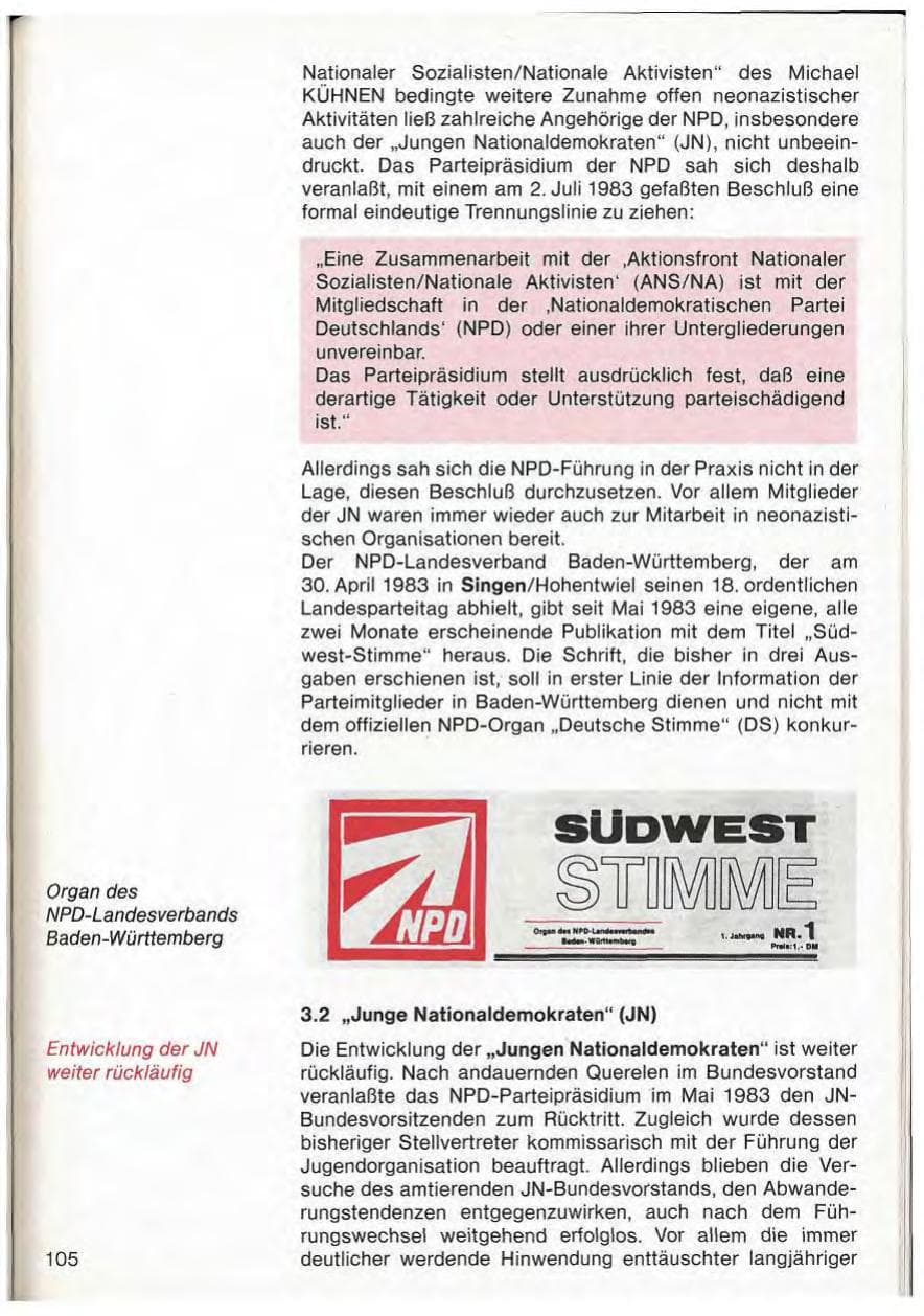Seite 107 des Verfassungsschutzbericht 1983 Baden-Württemberg