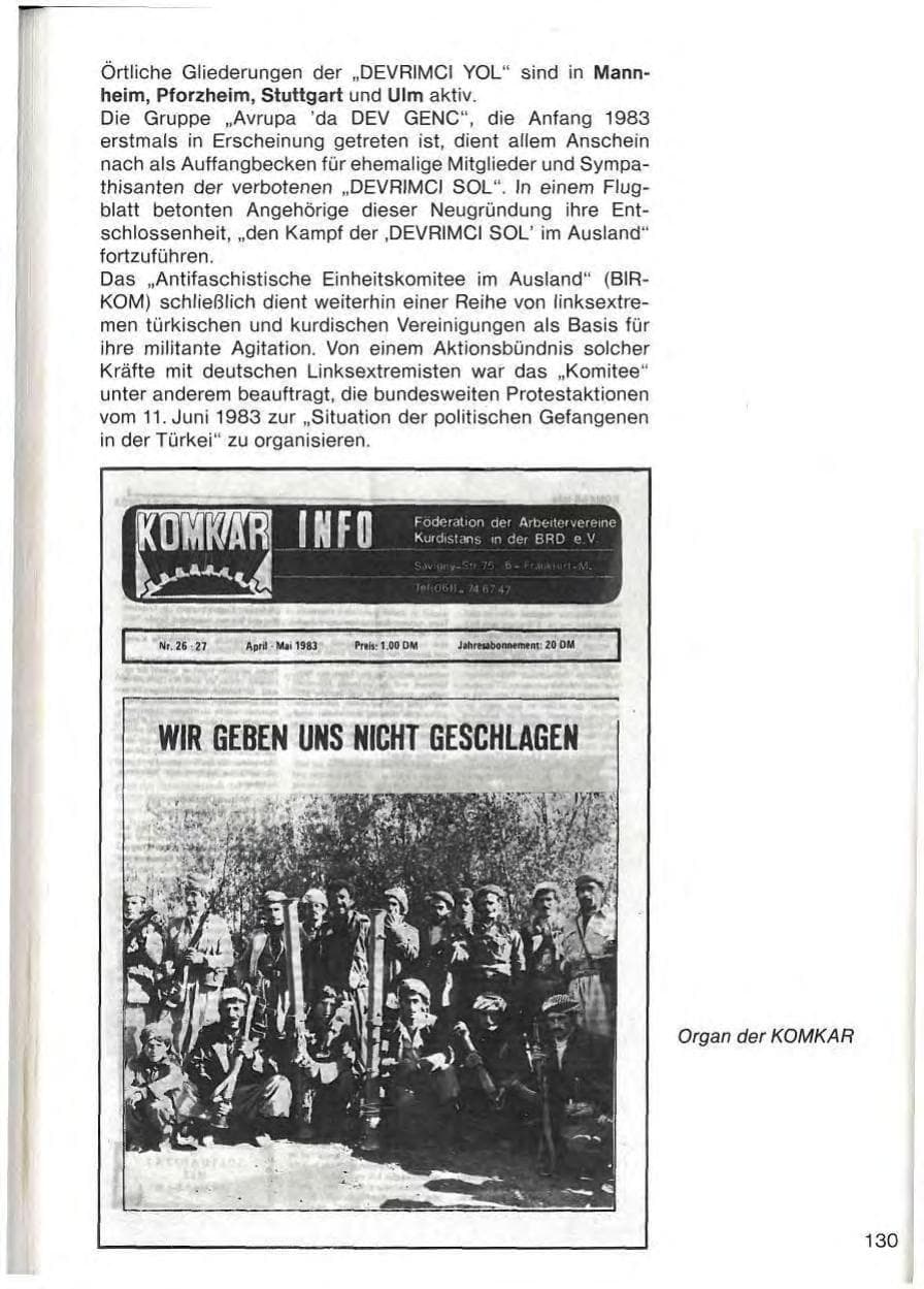 Seite 132 des Verfassungsschutzbericht 1983 Baden-Württemberg