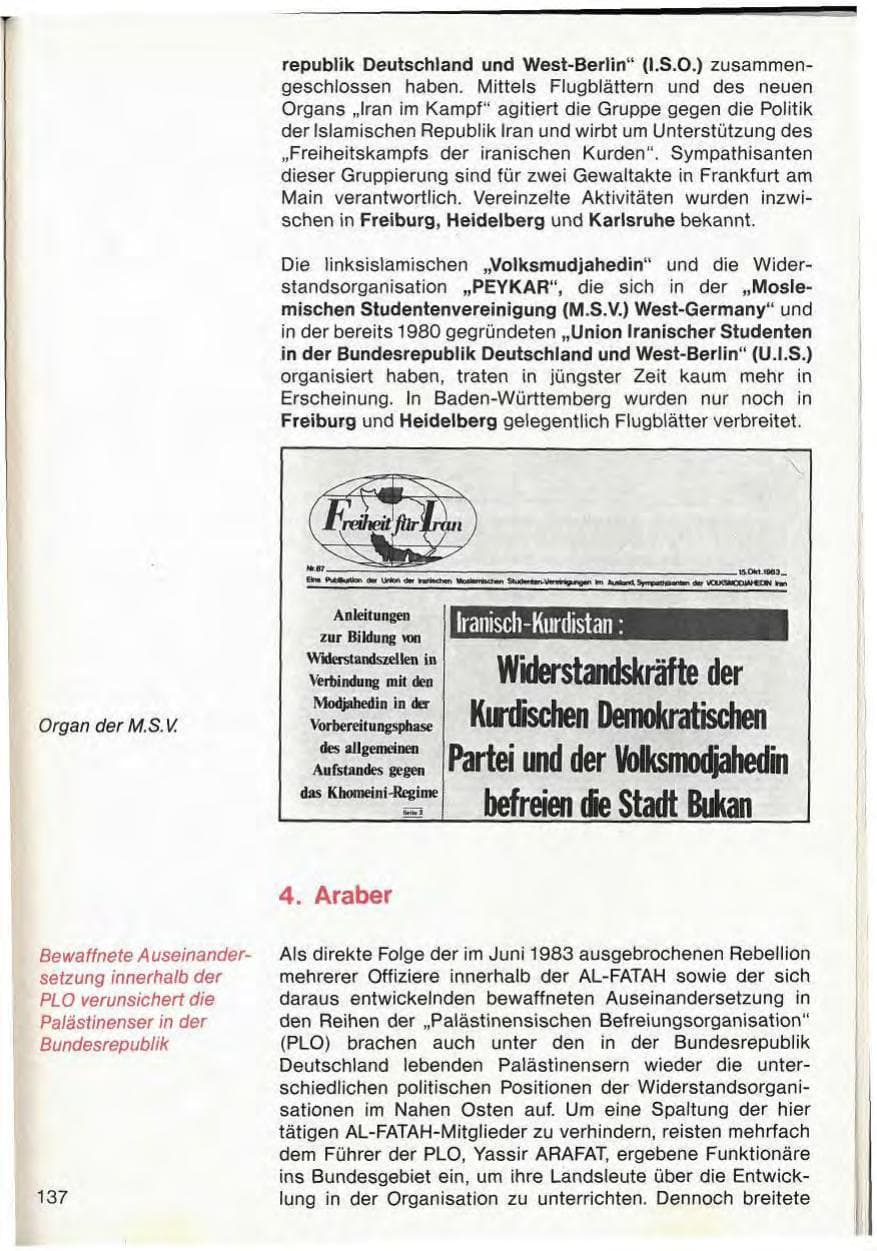Seite 139 des Verfassungsschutzbericht 1983 Baden-Württemberg