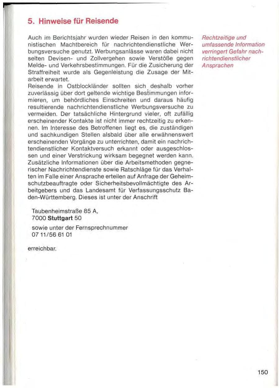 Seite 152 des Verfassungsschutzbericht 1983 Baden-Württemberg