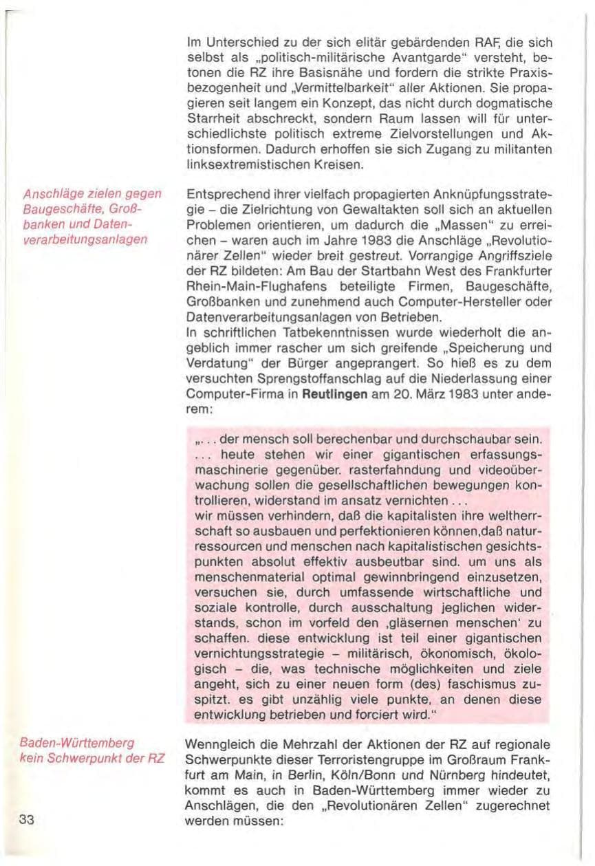 Seite 35 des Verfassungsschutzbericht 1983 Baden-Württemberg