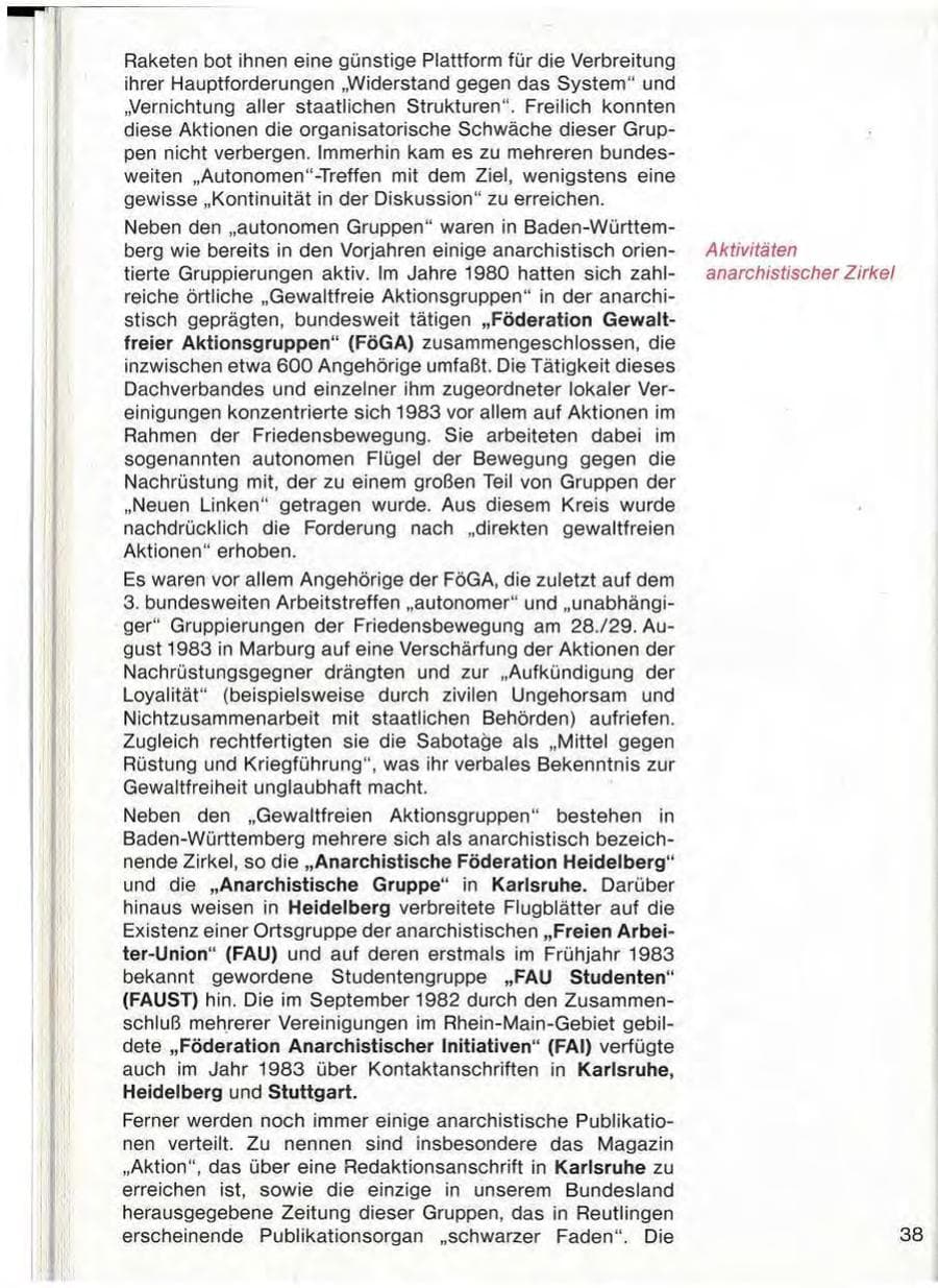 Seite 40 des Verfassungsschutzbericht 1983 Baden-Württemberg
