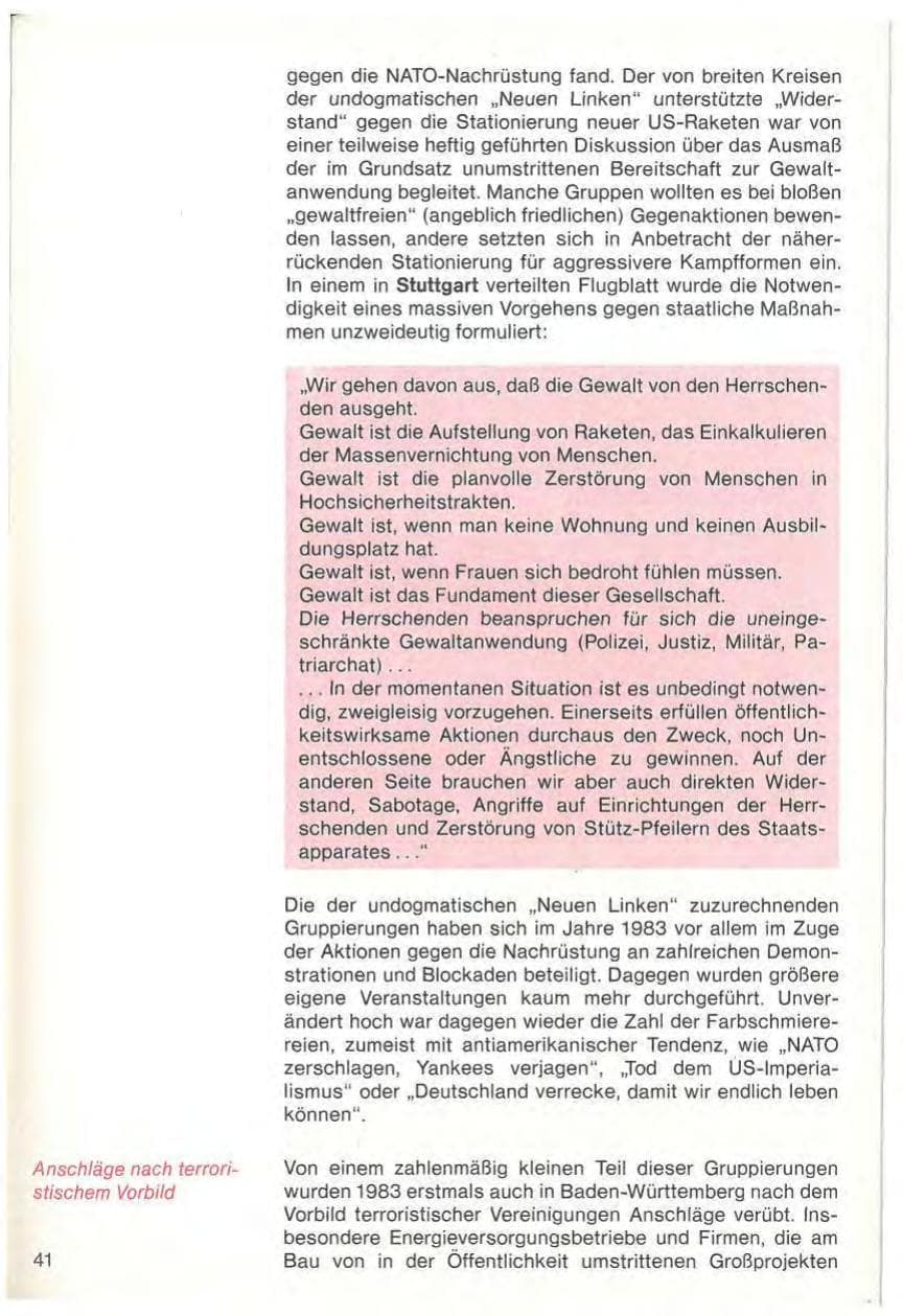 Seite 43 des Verfassungsschutzbericht 1983 Baden-Württemberg