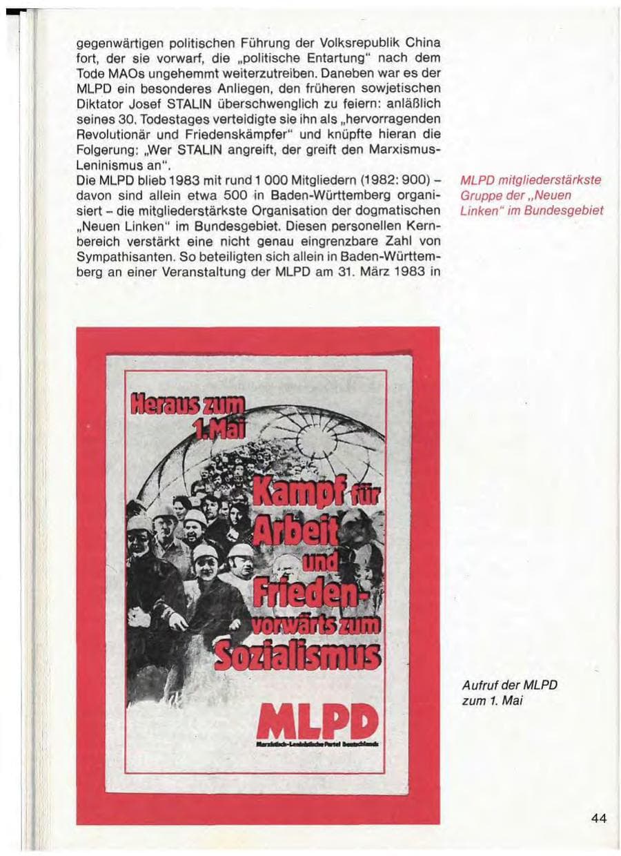 Seite 46 des Verfassungsschutzbericht 1983 Baden-Württemberg