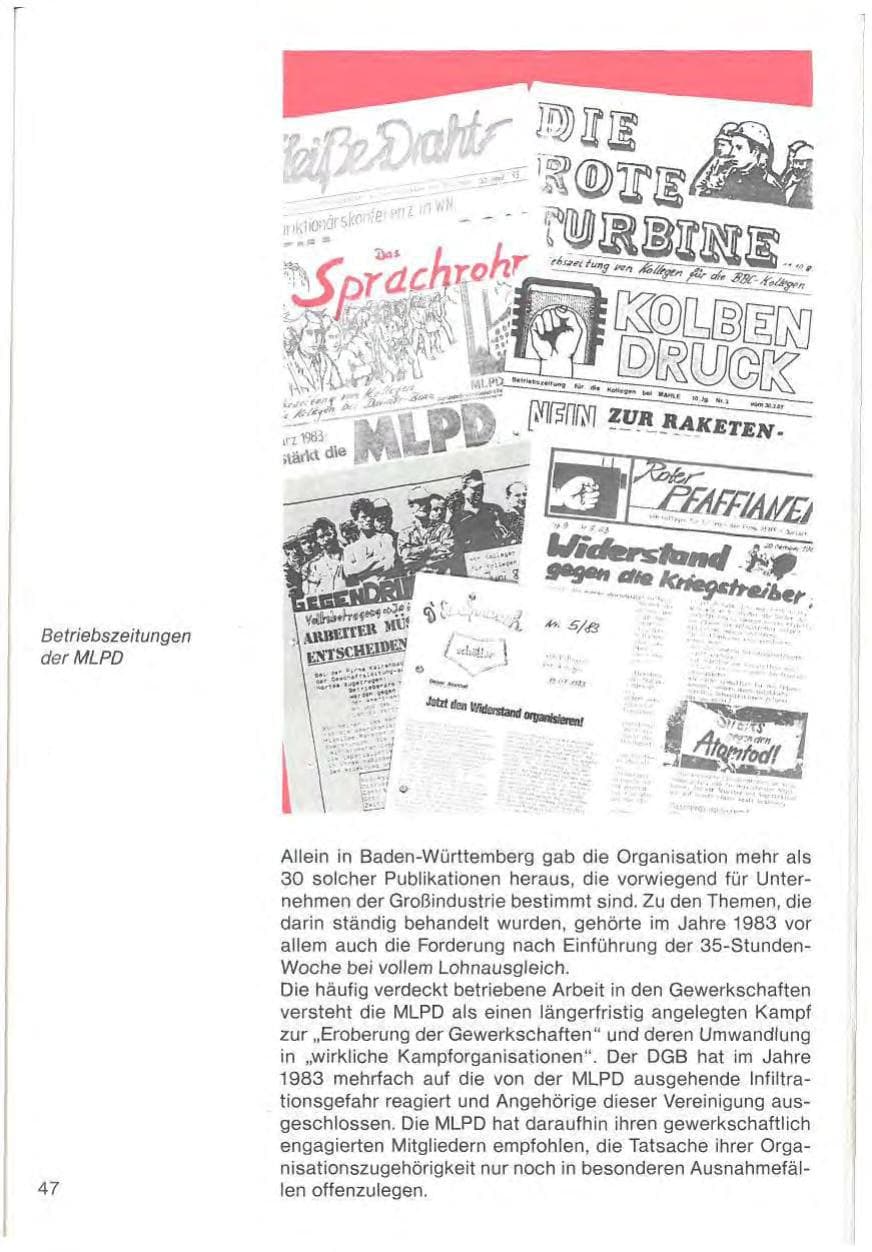 Seite 49 des Verfassungsschutzbericht 1983 Baden-Württemberg