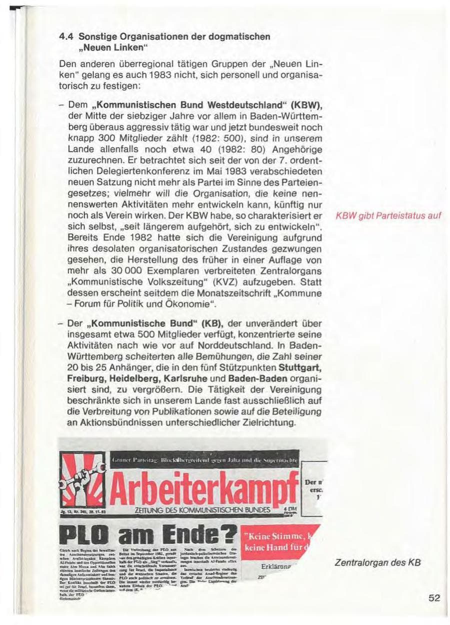 Seite 54 des Verfassungsschutzbericht 1983 Baden-Württemberg