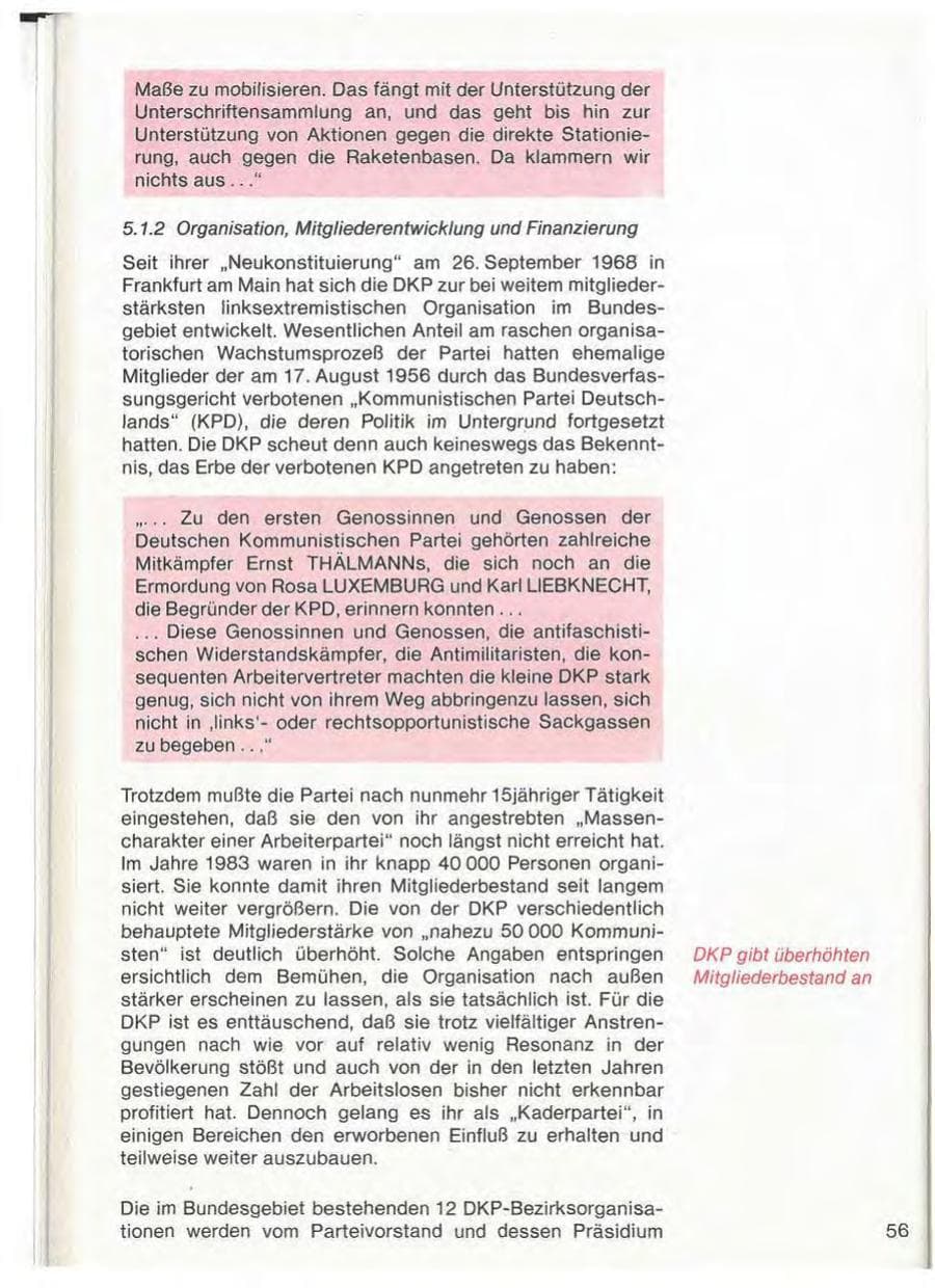 Seite 58 des Verfassungsschutzbericht 1983 Baden-Württemberg