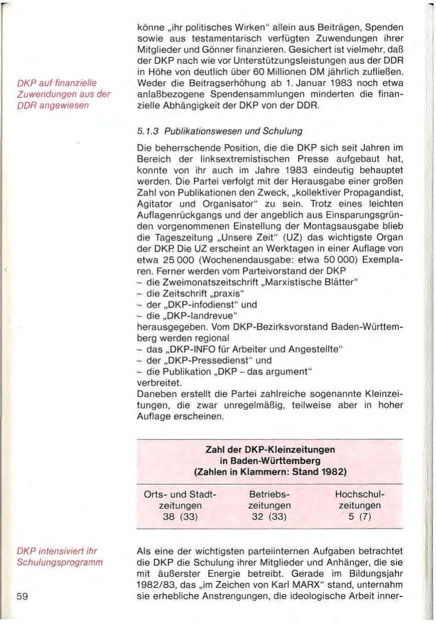 Seite 61 des Verfassungsschutzbericht 1983 Baden-Württemberg