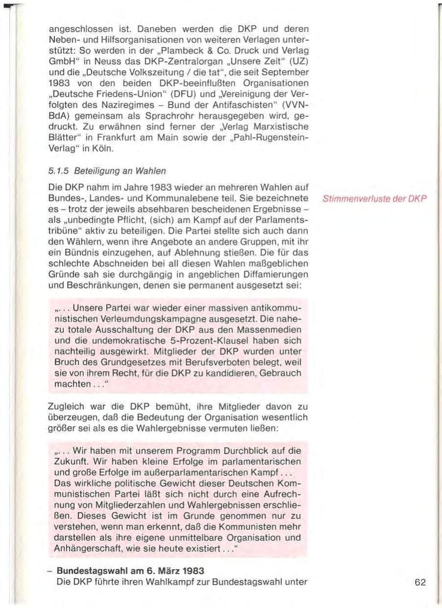 Seite 64 des Verfassungsschutzbericht 1983 Baden-Württemberg