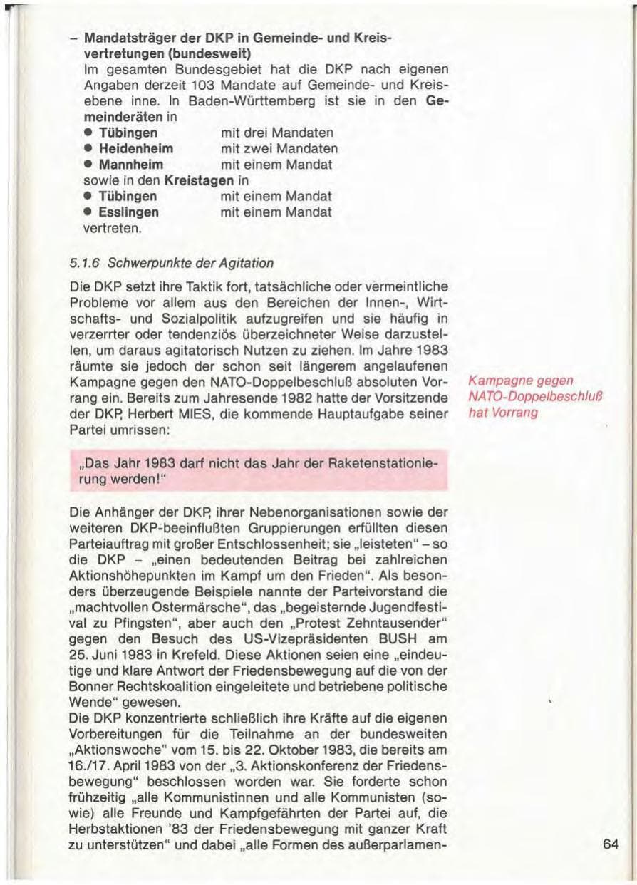 Seite 66 des Verfassungsschutzbericht 1983 Baden-Württemberg