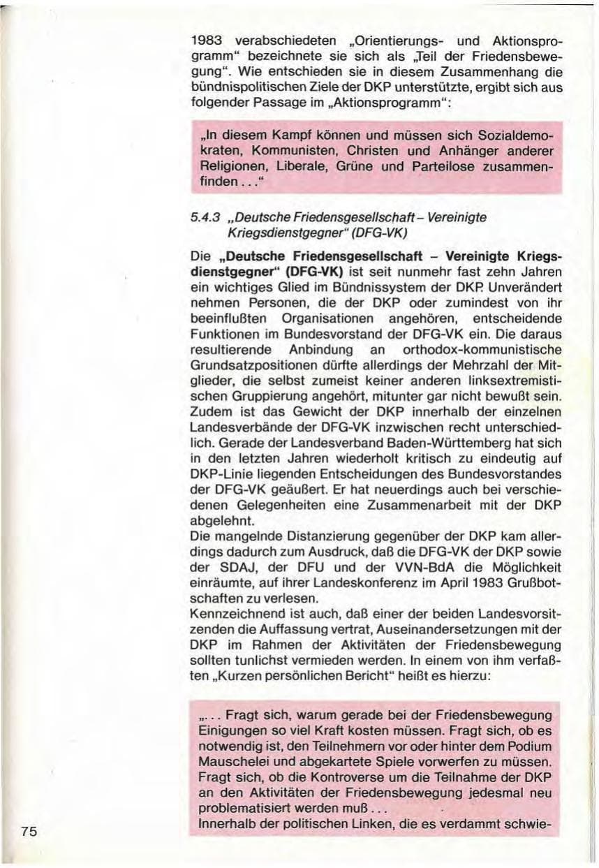 Seite 77 des Verfassungsschutzbericht 1983 Baden-Württemberg