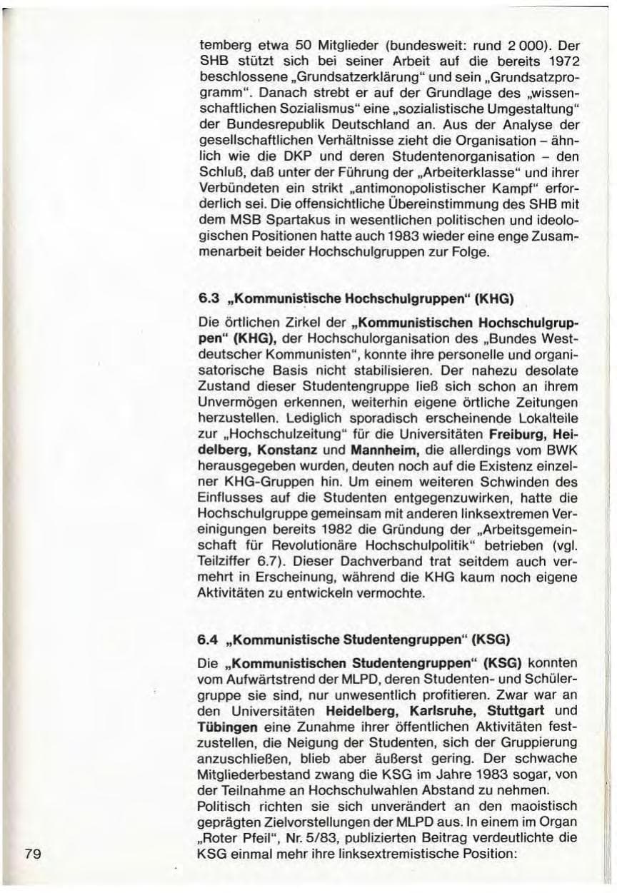 Seite 81 des Verfassungsschutzbericht 1983 Baden-Württemberg