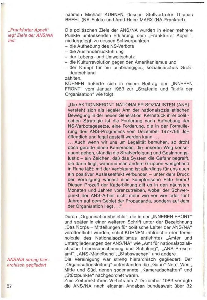 Seite 89 des Verfassungsschutzbericht 1983 Baden-Württemberg