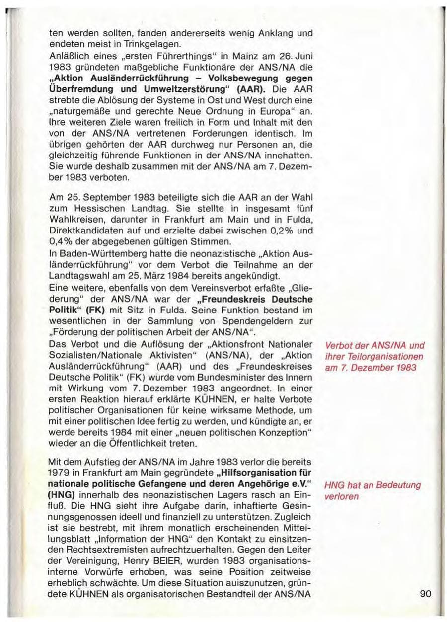 Seite 92 des Verfassungsschutzbericht 1983 Baden-Württemberg