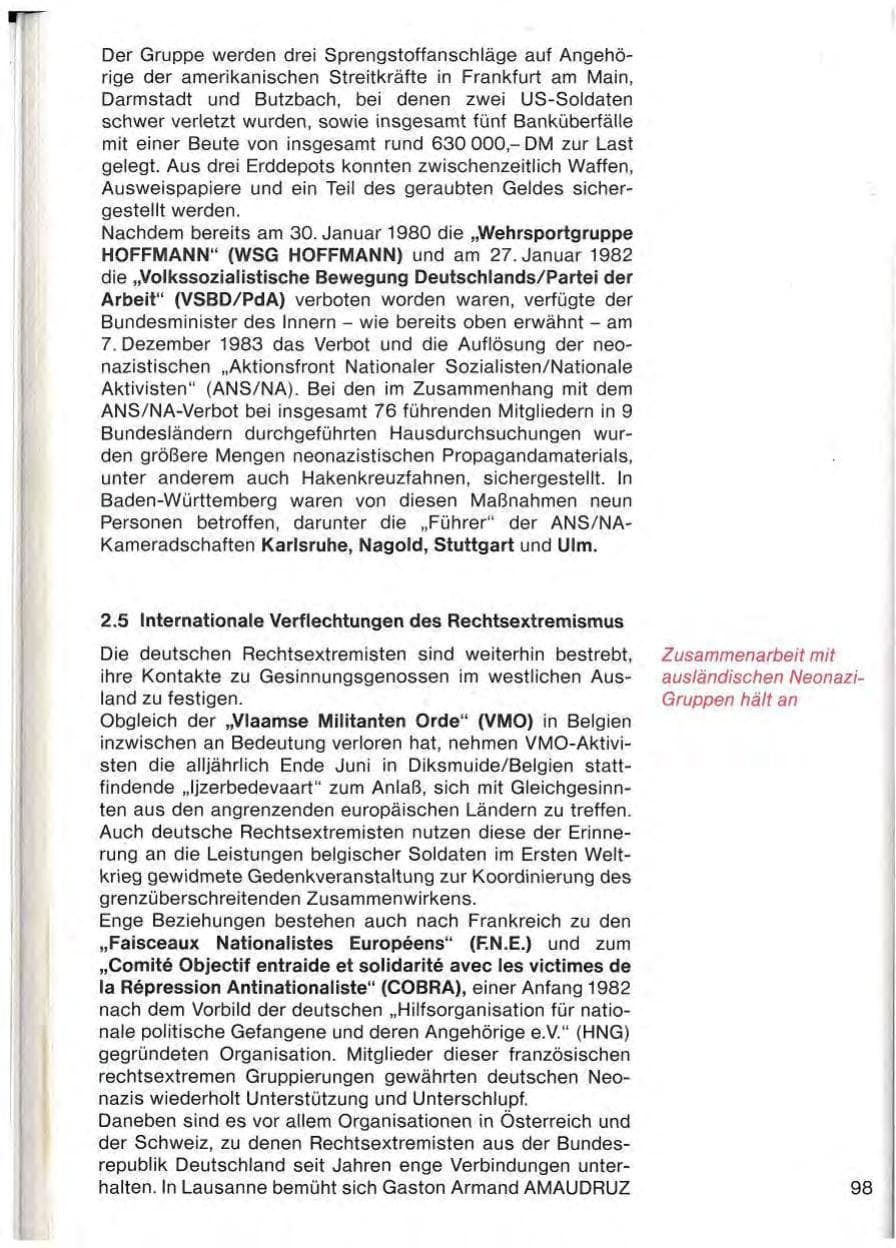 Seite 100 des Verfassungsschutzbericht 1983 Baden-Württemberg