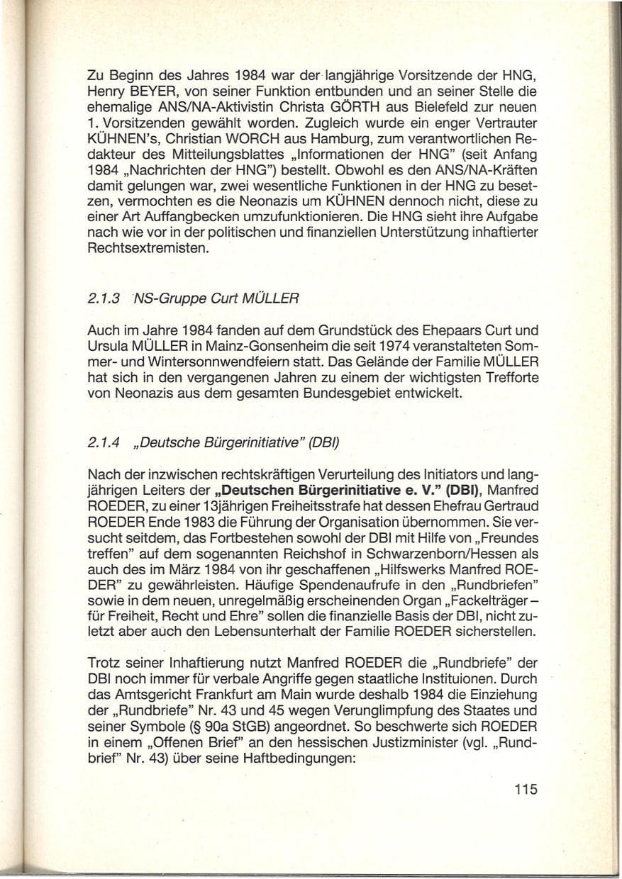 Seite 117 des Verfassungsschutzbericht 1984 Baden-Württemberg