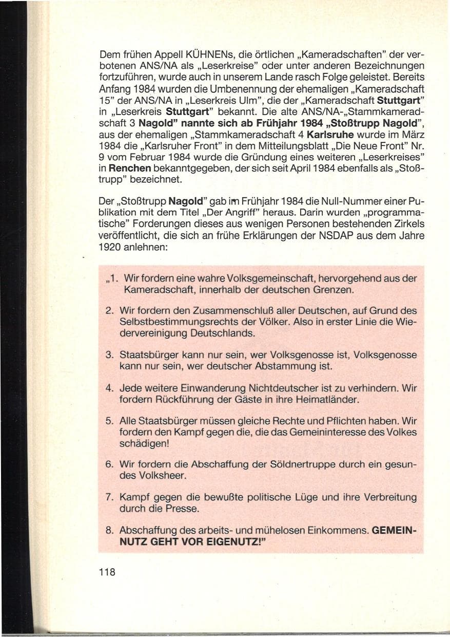 Seite 122 des Verfassungsschutzbericht 1984 Baden-Württemberg