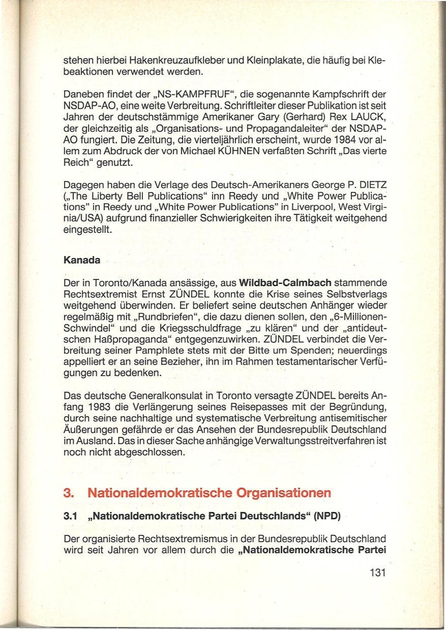 Seite 133 des Verfassungsschutzbericht 1984 Baden-Württemberg