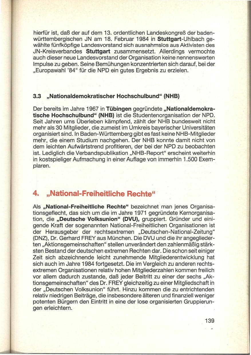 Seite 141 des Verfassungsschutzbericht 1984 Baden-Württemberg