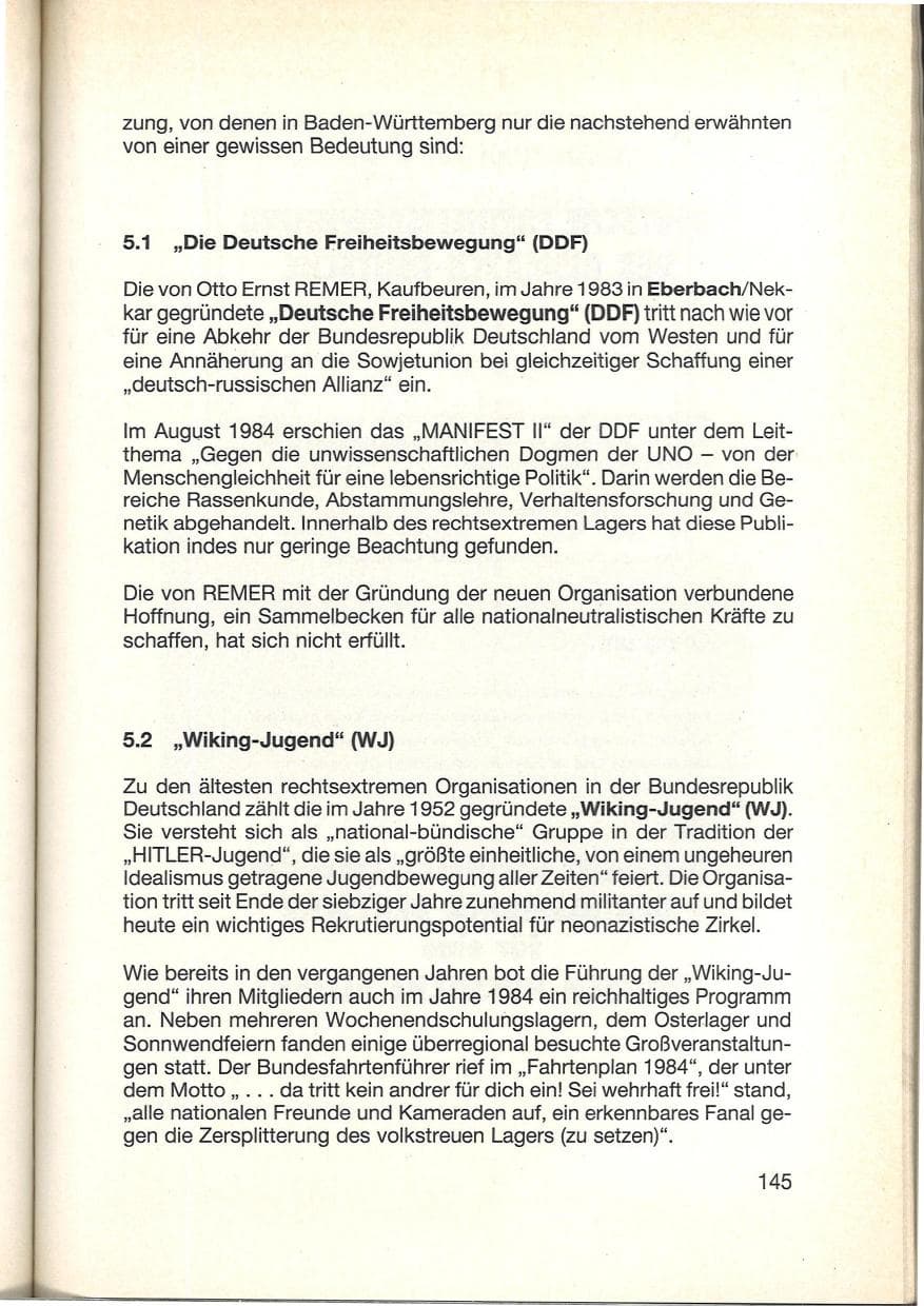 Seite 147 des Verfassungsschutzbericht 1984 Baden-Württemberg
