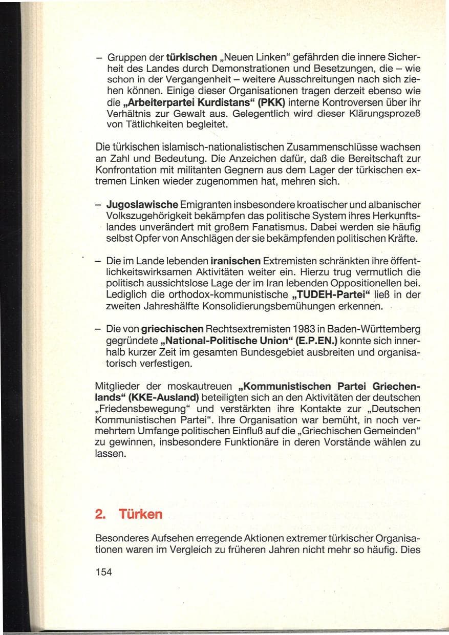 Seite 158 des Verfassungsschutzbericht 1984 Baden-Württemberg