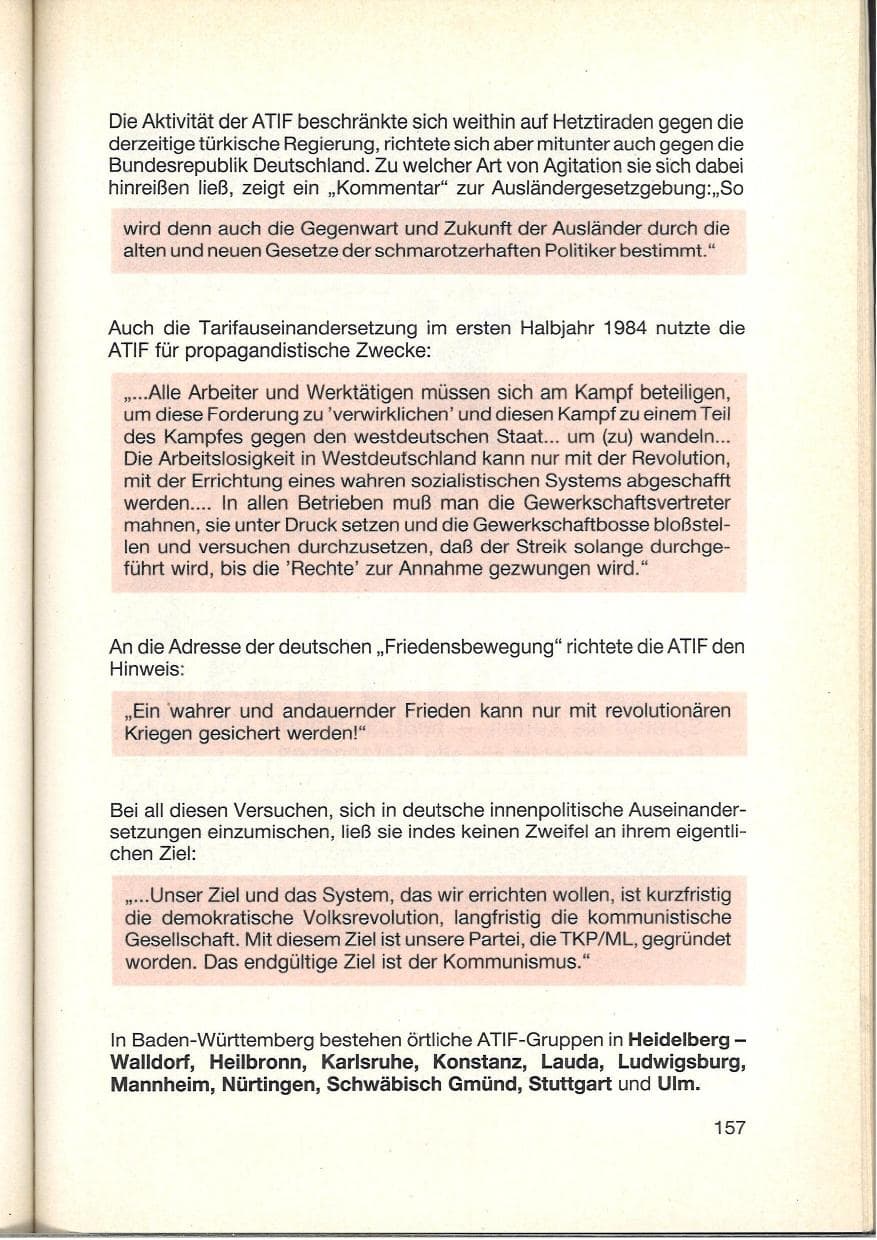 Seite 159 des Verfassungsschutzbericht 1984 Baden-Württemberg