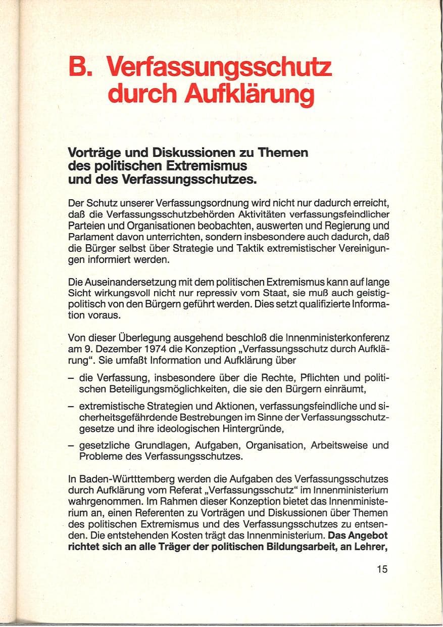 Seite 17 des Verfassungsschutzbericht 1984 Baden-Württemberg