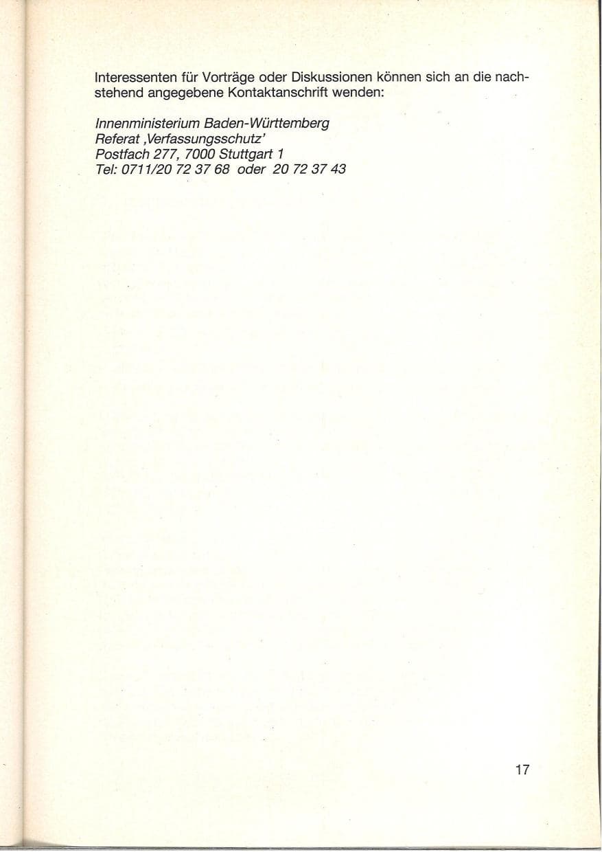 Seite 19 des Verfassungsschutzbericht 1984 Baden-Württemberg