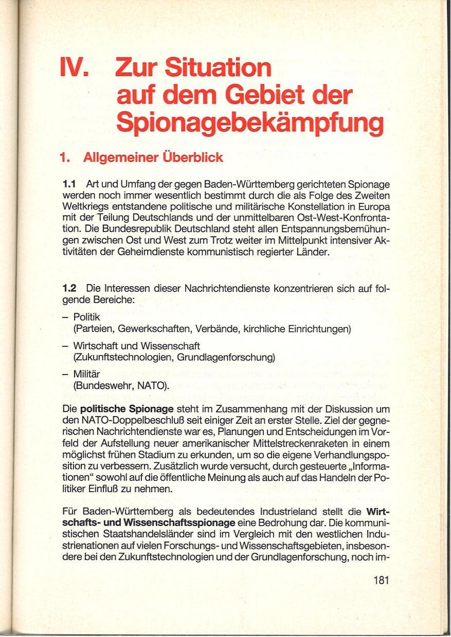Seite 183 des Verfassungsschutzbericht 1984 Baden-Württemberg