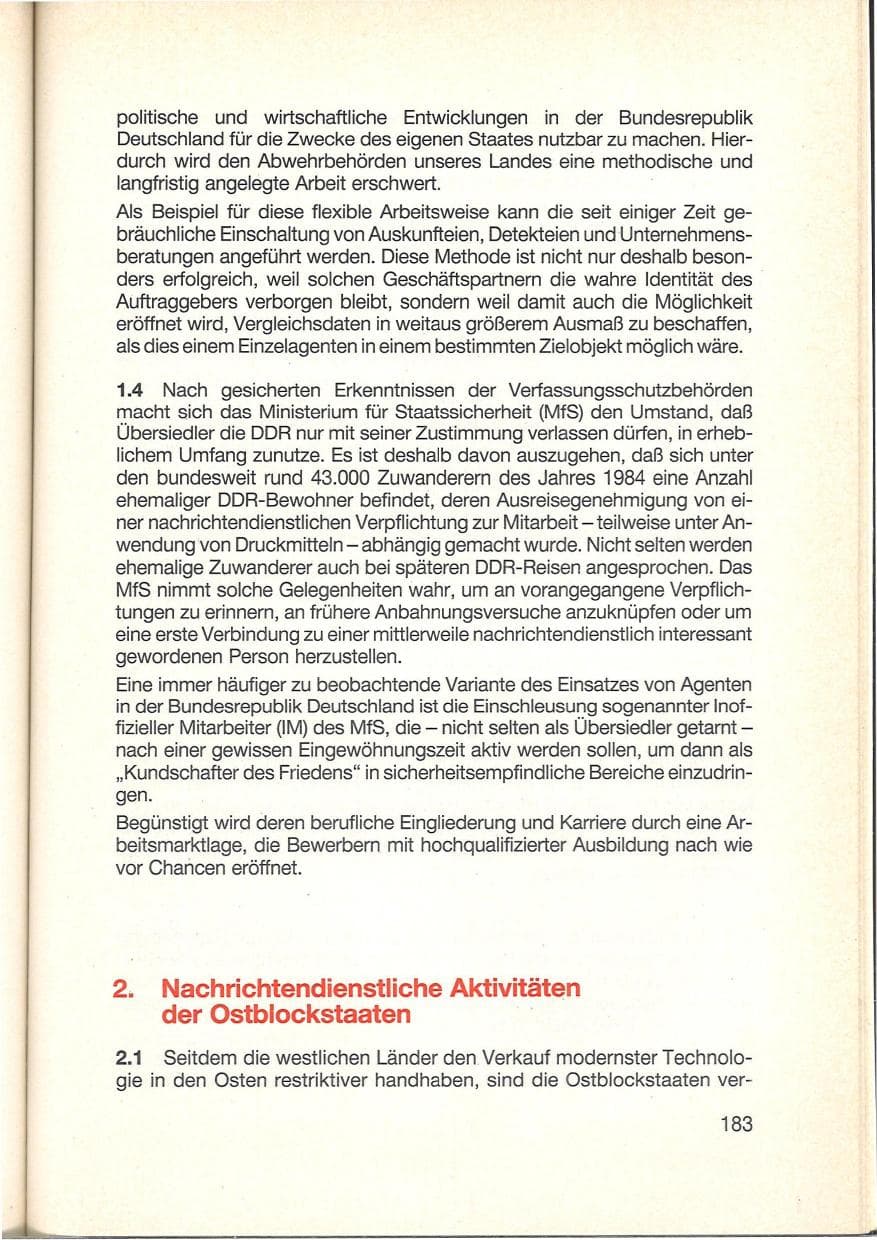 Seite 185 des Verfassungsschutzbericht 1984 Baden-Württemberg