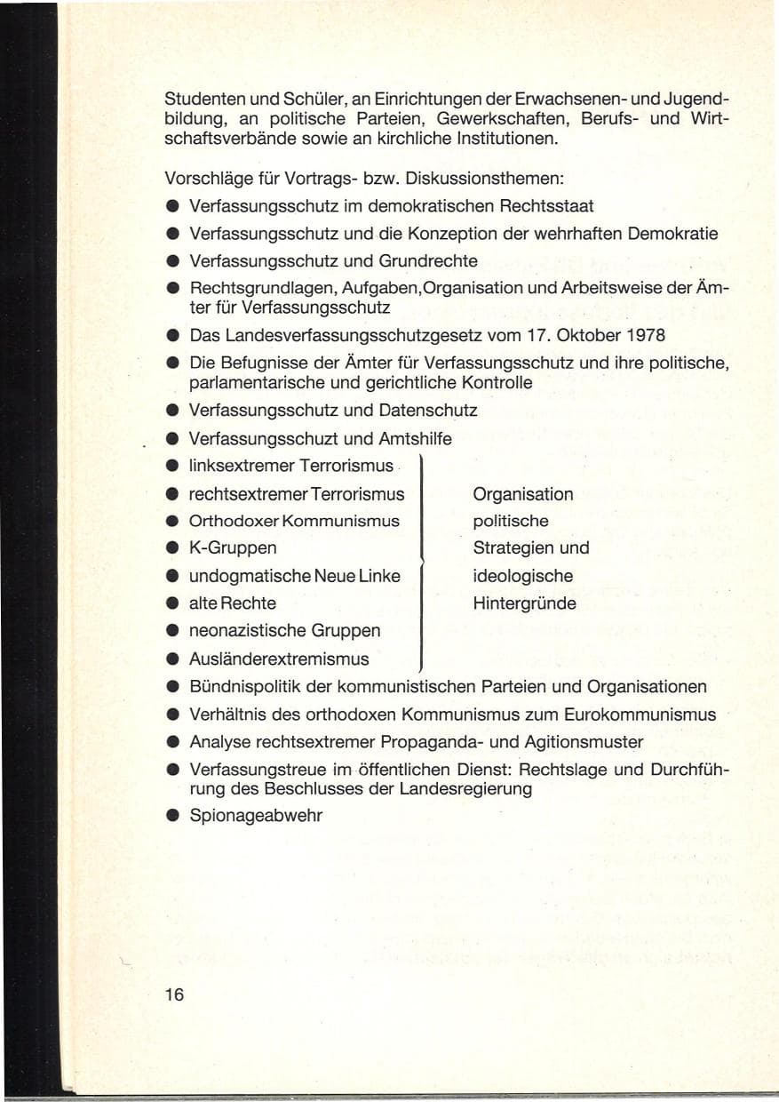 Seite 20 des Verfassungsschutzbericht 1984 Baden-Württemberg