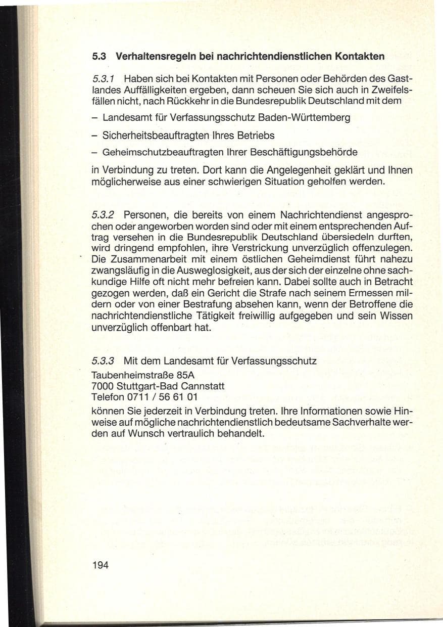 Seite 198 des Verfassungsschutzbericht 1984 Baden-Württemberg