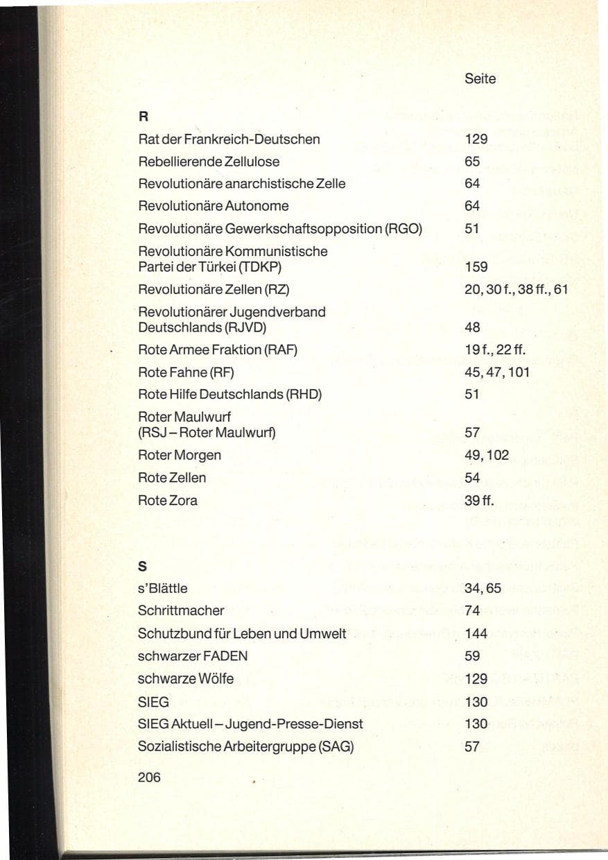 Seite 210 des Verfassungsschutzbericht 1984 Baden-Württemberg