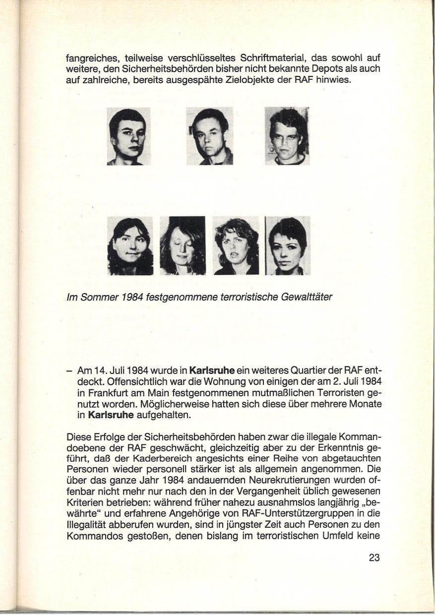 Seite 25 des Verfassungsschutzbericht 1984 Baden-Württemberg