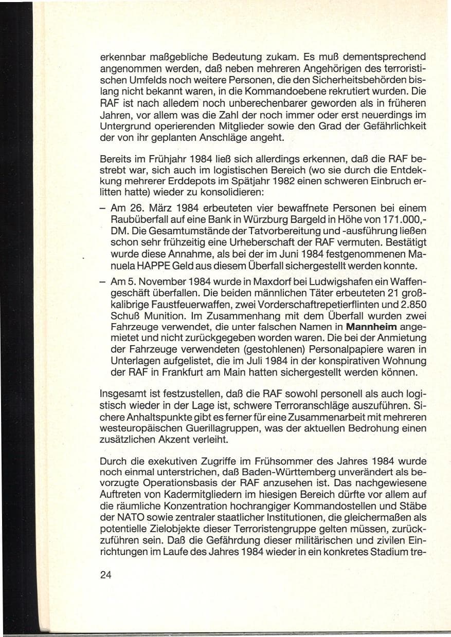 Seite 28 des Verfassungsschutzbericht 1984 Baden-Württemberg